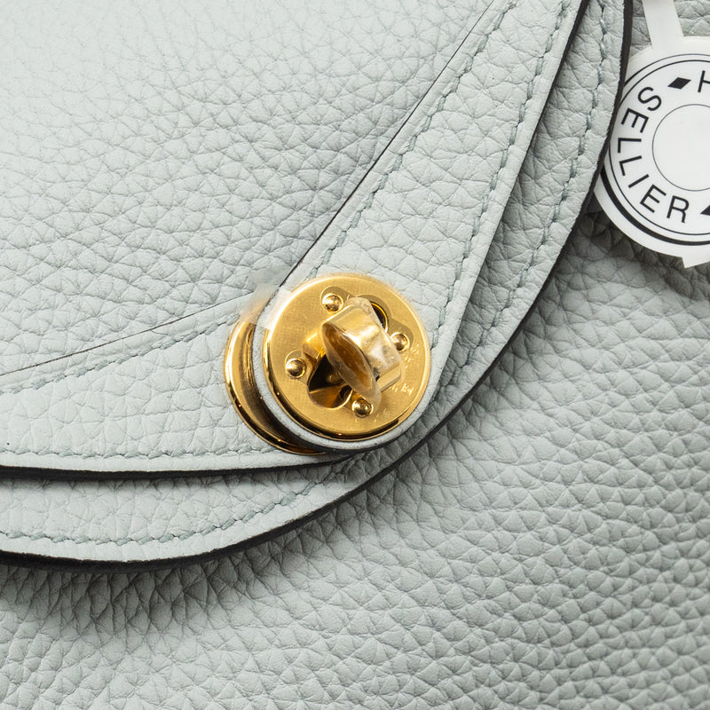 Hermes Mini Lindy Clemence Blue Pale GHW Stamp B