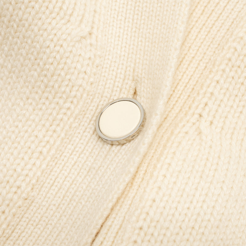 Hermes Size 34 One Button Cardigan Cashmere Off-White