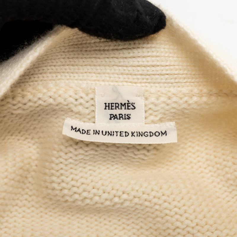 Hermes Size 34 One Button Cardigan Cashmere Off-White