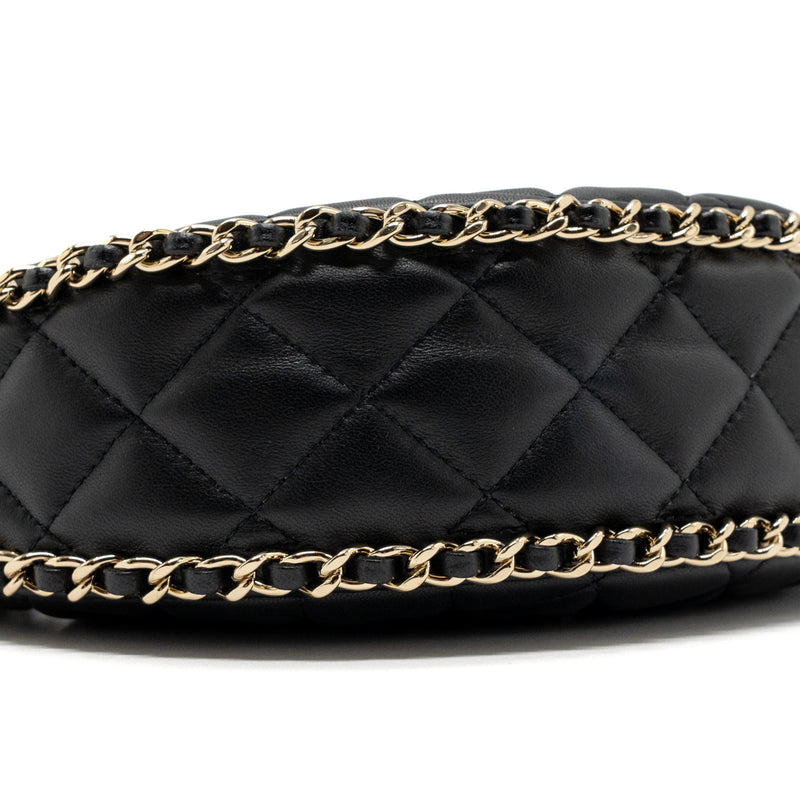 Chanel Small Moon Hobo Bag Lambskin Black LGHW (microchip)