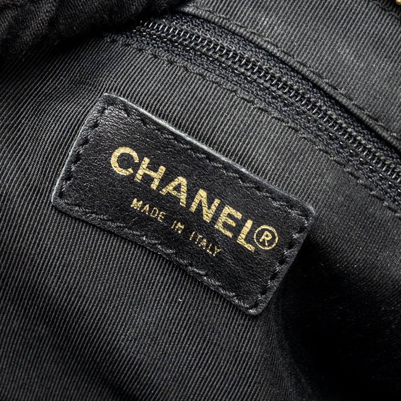Chanel Vintage Chocolate Bar Barrel Handbag Lambskin Black GHW
