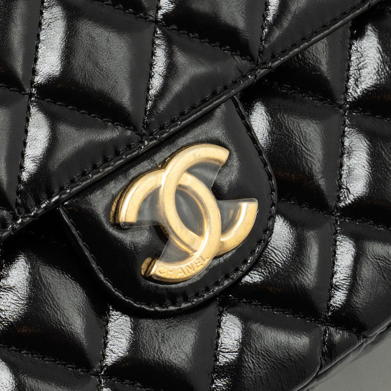 Chanel 23C Hobo Bag Shiny Calfskin Black Brushed GHW (Microchip)