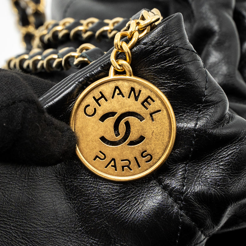 Chanel Large 22 Bag Shiny Calfskin Black GHW (Microchip)