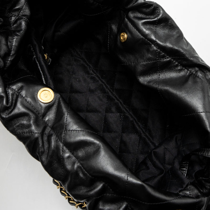 Chanel Large 22 Bag Shiny Calfskin Black GHW (Microchip)