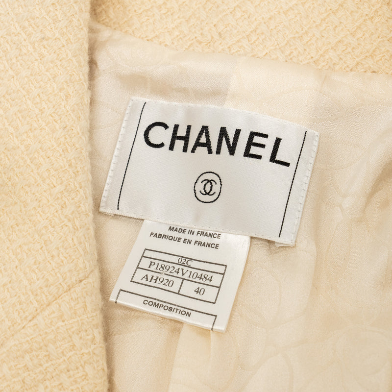 Chanel Size 40 Tweed Jacket Wool/Nylon/Cashmere Ivory