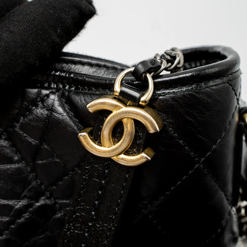 Chanel Large Gabrielle Hobo Bag Aged Calfskin Black Multicolour Hardware