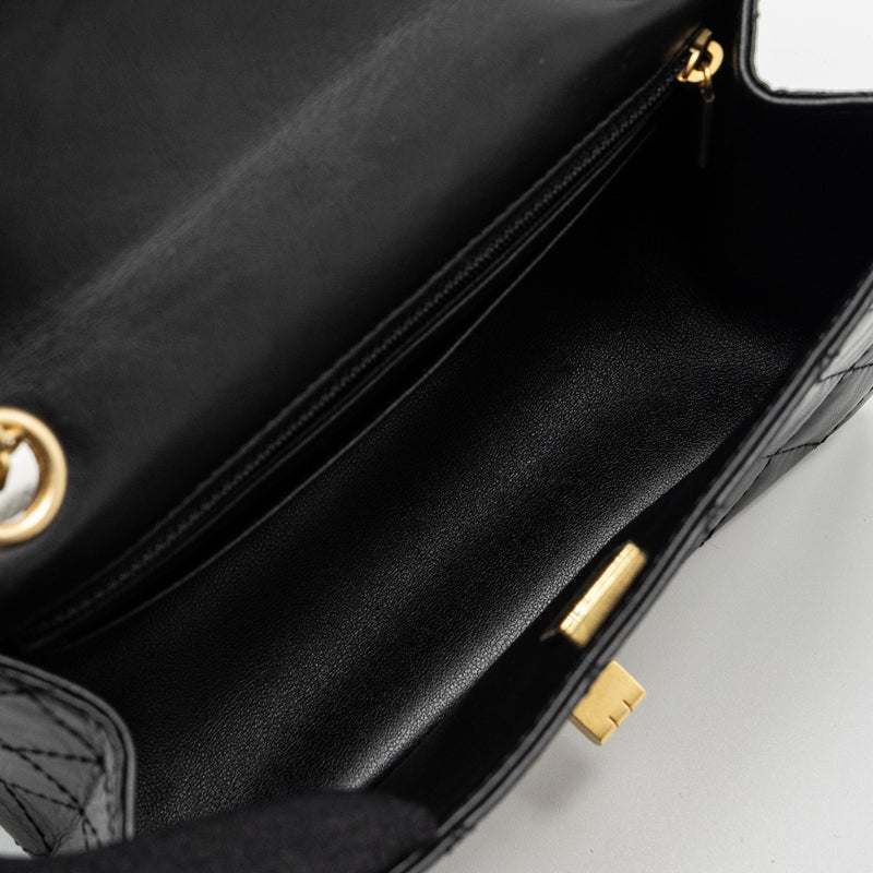 Chanel Mini 2.55 Reissue Flap Bag Aged Calfskin Black Brushed GHW (Microchip)