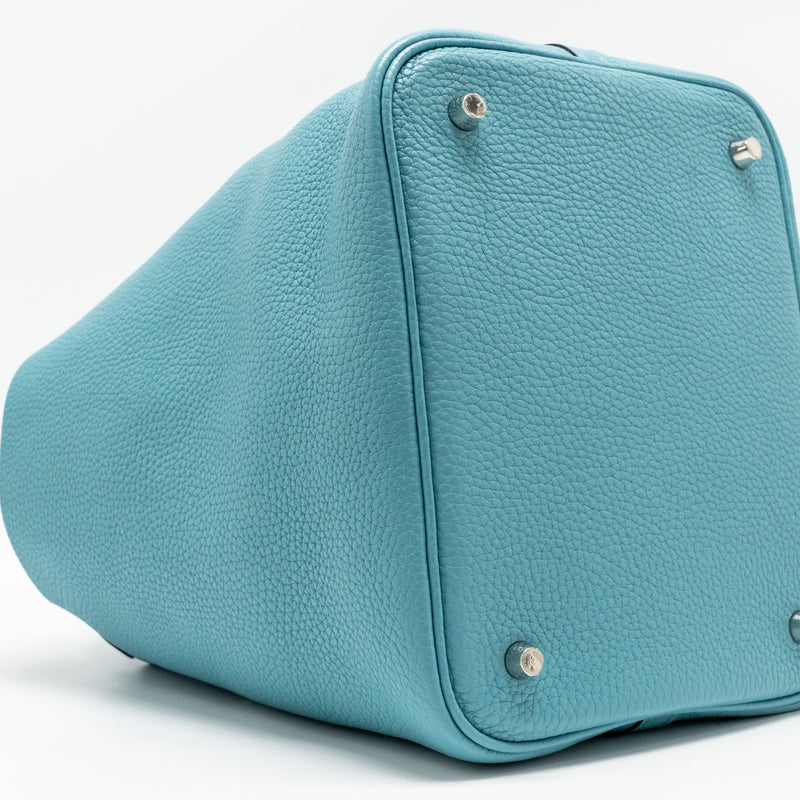 Hermes Picotin 22 Lock Bag Clemence 3Z Blue Saint Cyr SHW Stamp X