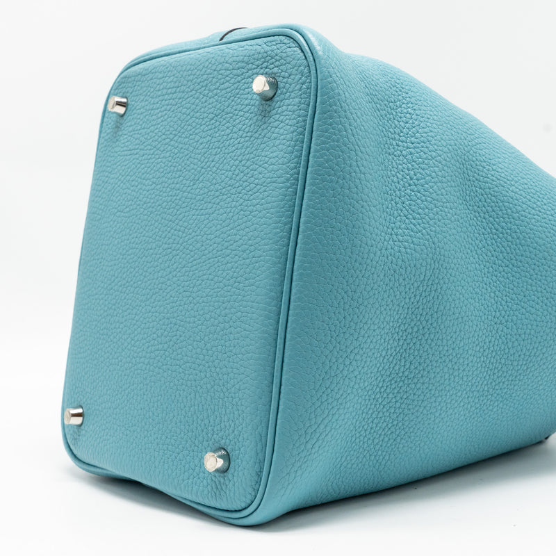 Hermes Picotin 22 Lock Bag Clemence 3Z Blue Saint Cyr SHW Stamp X