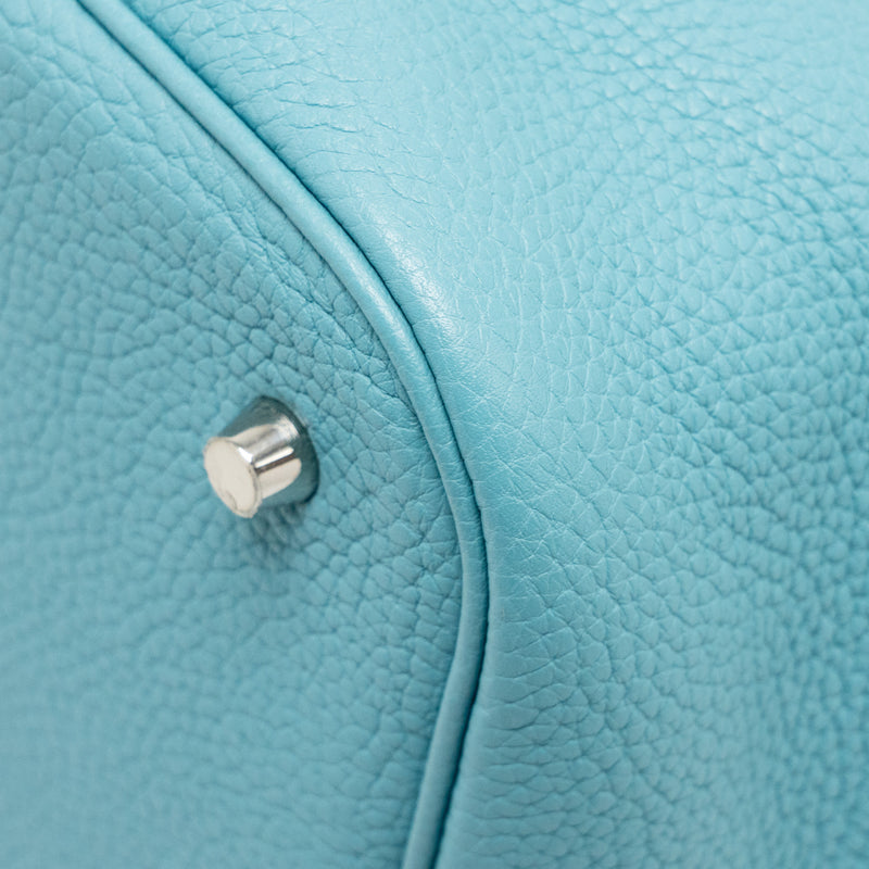 Hermes Picotin 22 Lock Bag Clemence 3Z Blue Saint Cyr SHW Stamp X