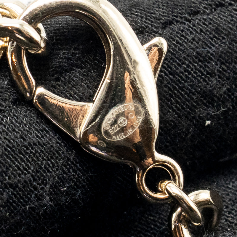 Chanel CC Leather Chain with Pearl Waist Chain Belt Black Light Gold Tone