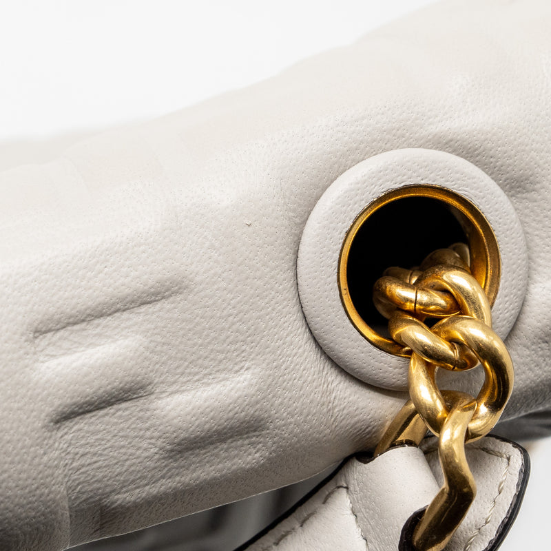 Fendi Medium Baguette Bag FF Embossed Nappa Grey GHW