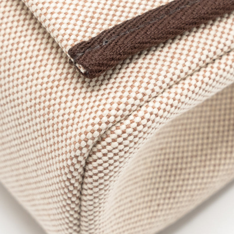 Hermes Herbag Mini Canvas/Hunter Leather Ecru-Beige/Ebene SHW Stamp K