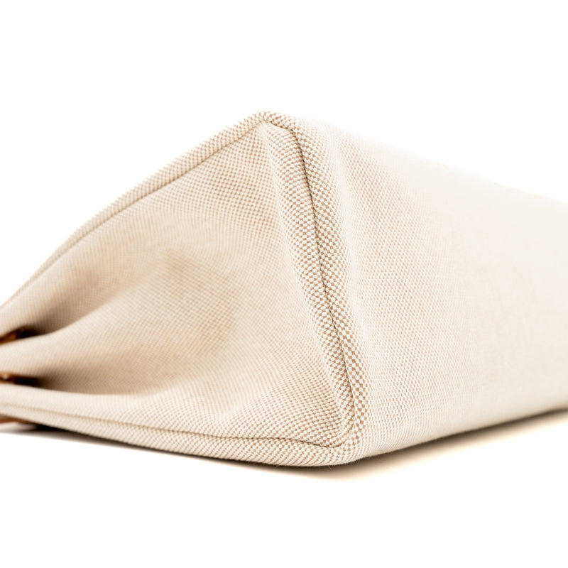 Hermes Herbag Zip 31 Toile En Relief Canvas/Leather Brides Sable/Ecru Beige/Nat Sable SHW Stamp Z