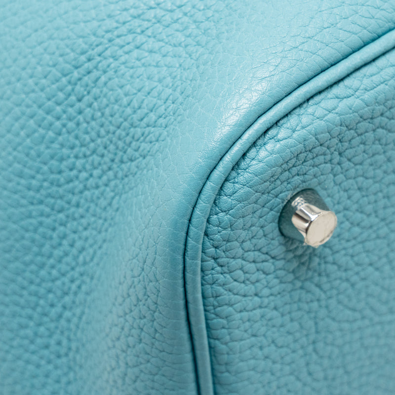 Hermes Picotin 22 Lock Bag Clemence 3Z Blue Saint Cyr SHW Stamp X