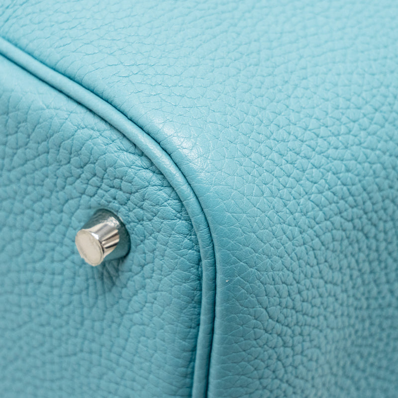 Hermes Picotin 22 Lock Bag Clemence 3Z Blue Saint Cyr SHW Stamp X