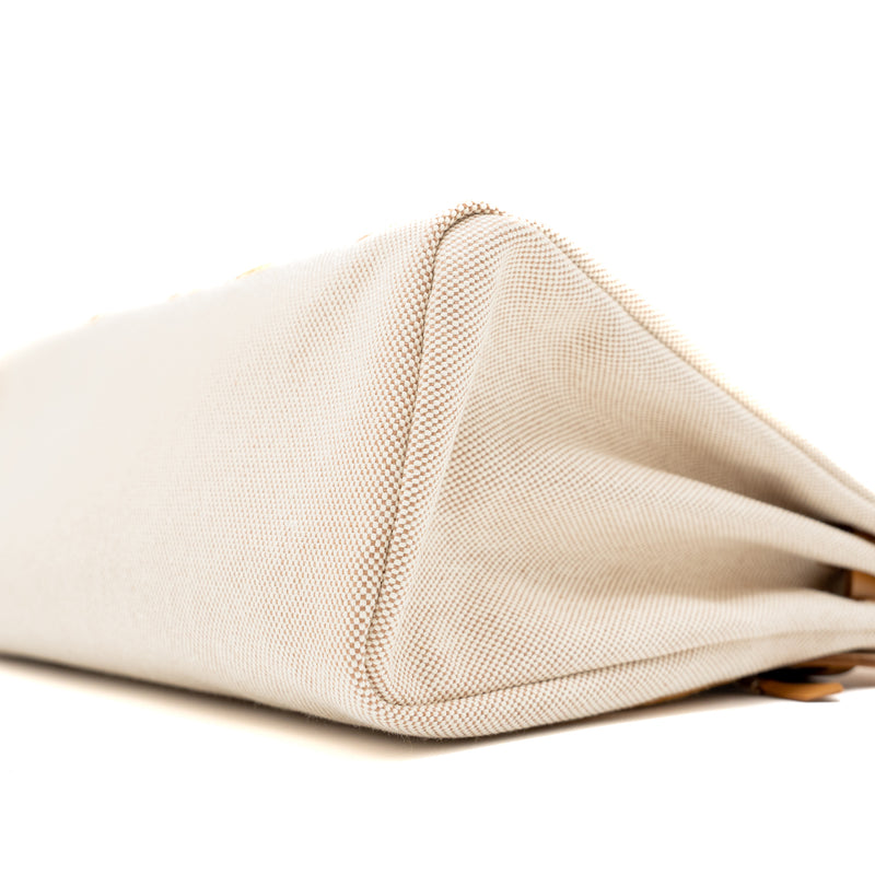 Hermes Herbag Zip 31 Toile En Relief Canvas/Leather Brides Sable/Ecru Beige/Nat Sable SHW Stamp Z