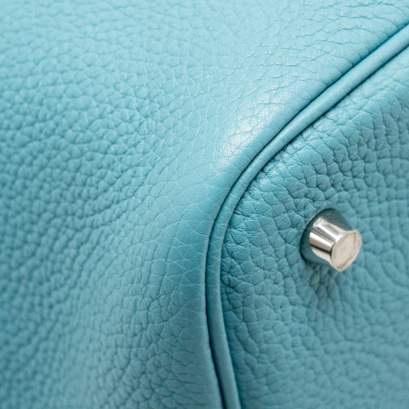 Hermes Picotin 22 Lock Bag Clemence 3Z Blue Saint Cyr SHW Stamp X