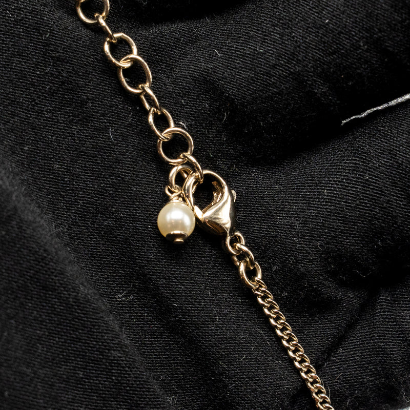 Chanel Mini Pearl Bag Necklace Light Gold Tone