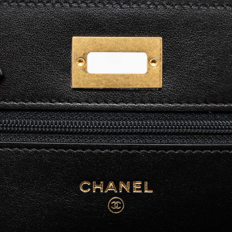 Chanel 2.55 Wallet on Chain Aged Calfskin Black Brushed GHW (Microchip)