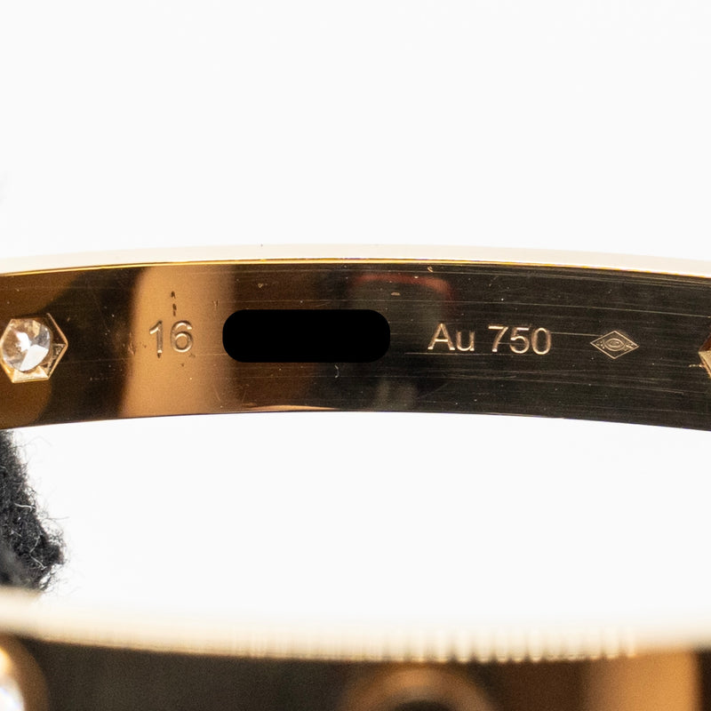 Cartier size 16 love bracelet classic model yellow gold with 4 diamonds