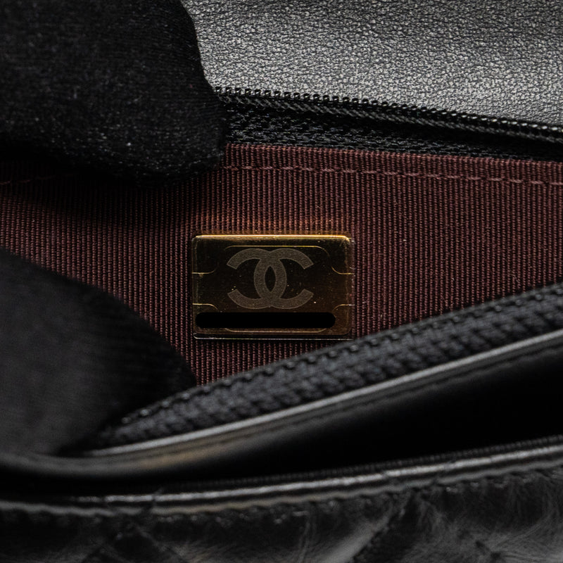 Chanel 2.55 Wallet on Chain Aged Calfskin Black Brushed GHW (Microchip)