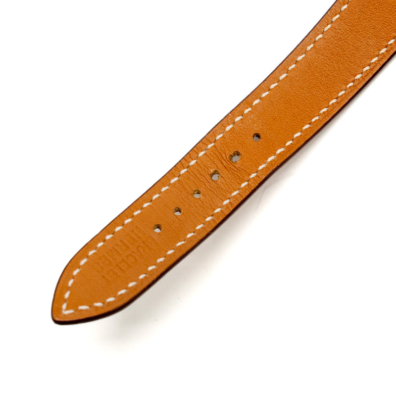Hermes Heure H Watch, Small model 25mm yellow gold plated steel, gold strap, quartz movement