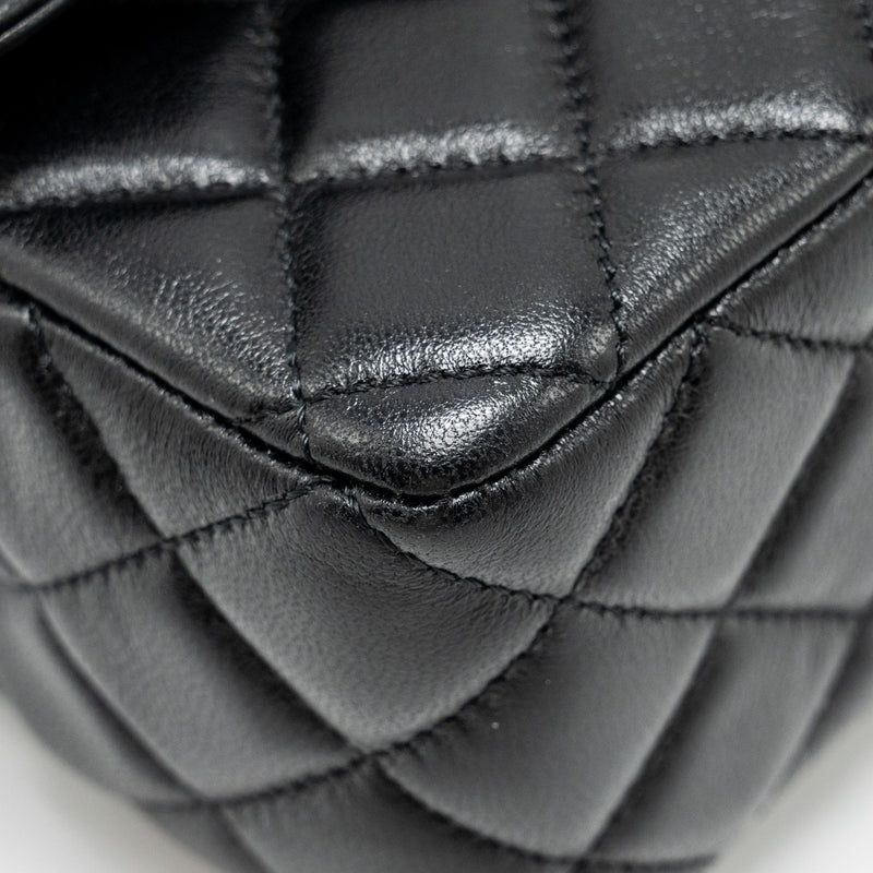 Chanel Detailed Top Handle Flap Bag Lambskin Black GHW (Microchip)