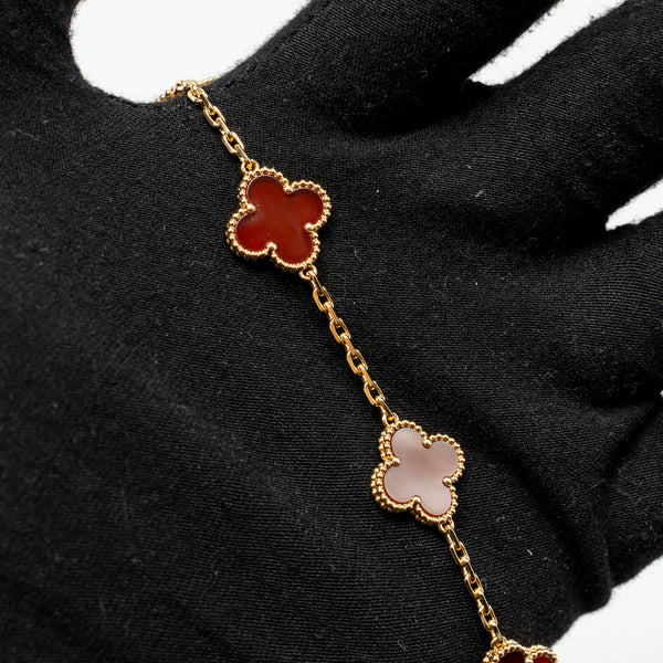 Van Cleef&Arpels Vintage Alhambra Bracelet 5 Motifs Carnelian Rose Gold