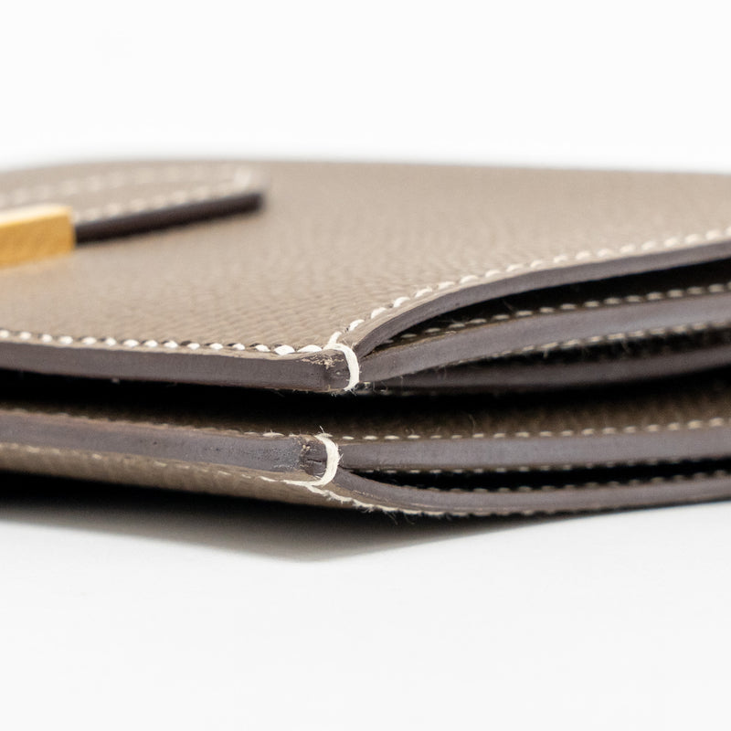 Hermes Bearn Compact wallet Epsom Etoupe GHW Stamp W