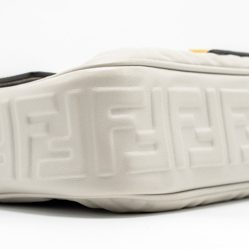 Fendi Medium Baguette Bag FF Embossed Nappa Grey GHW