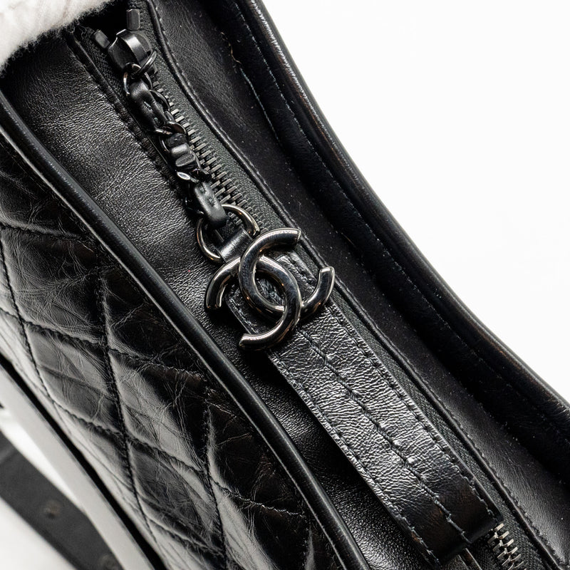 CHANEL Small Gabrielle Hobo Bag Aged Calfskin So Black
