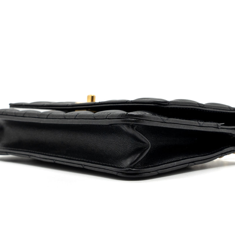 Chanel 23k Pearl Crush Wallet On Chain Lambskin Black GHW (Microchip)
