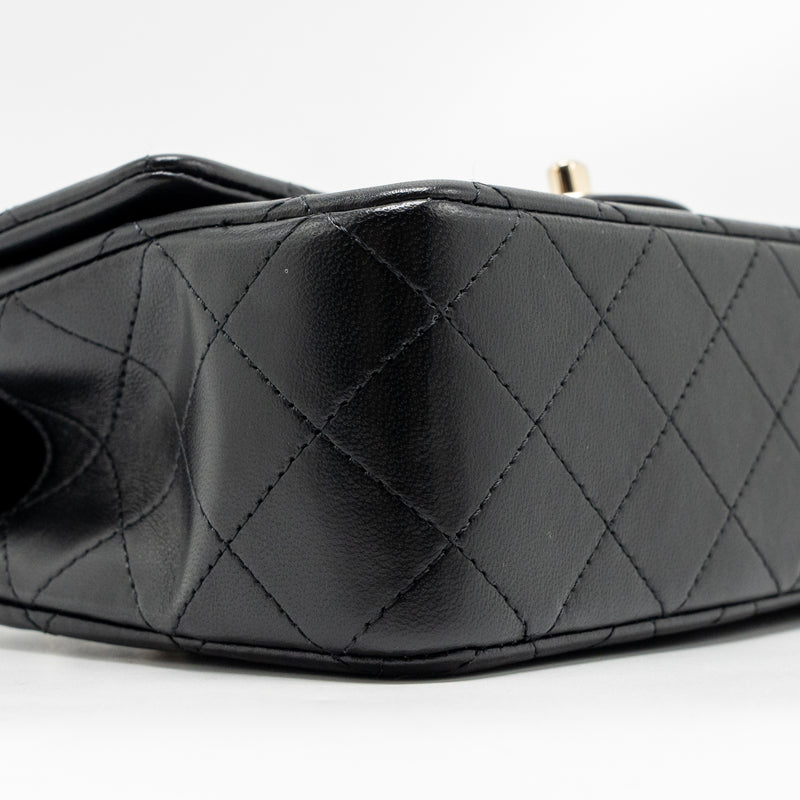 Chanel Top Handle Mini Rectangular Flap Bag Lambskin Black LGHW (Microchip)
