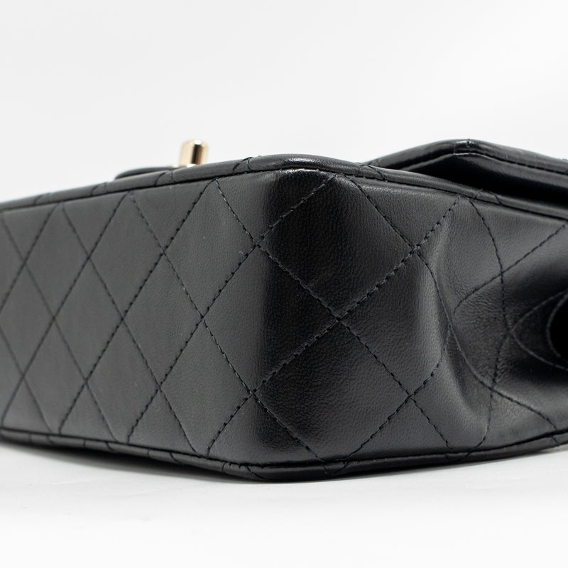 Chanel Top Handle Mini Rectangular Flap Bag Lambskin Black LGHW (Microchip)