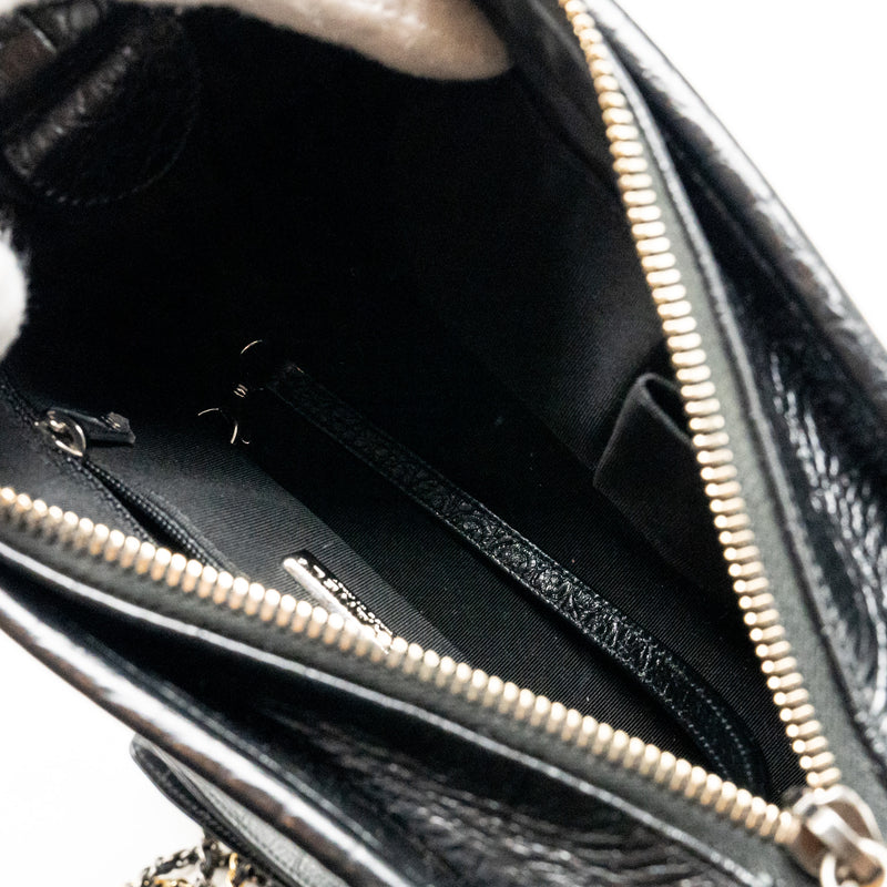 Chanel Small Gabrielle Hobo Bag With Top Handle Croc-embossed Calfskin Black Multicolour Hardware