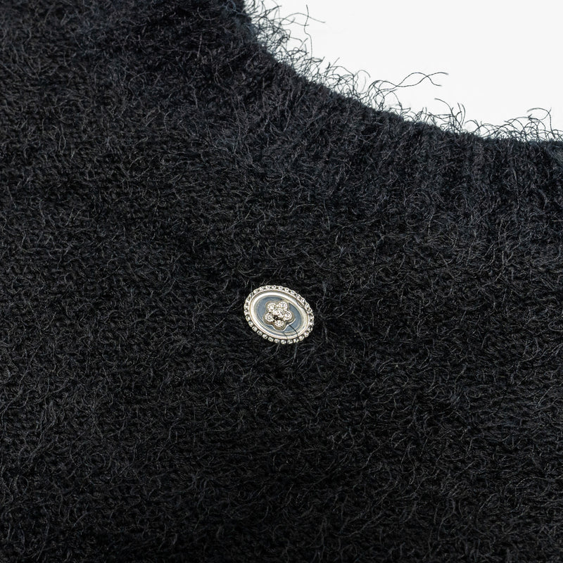 Chanel size 40 Camelia Sweater Silk/Cashmere/Wool Black