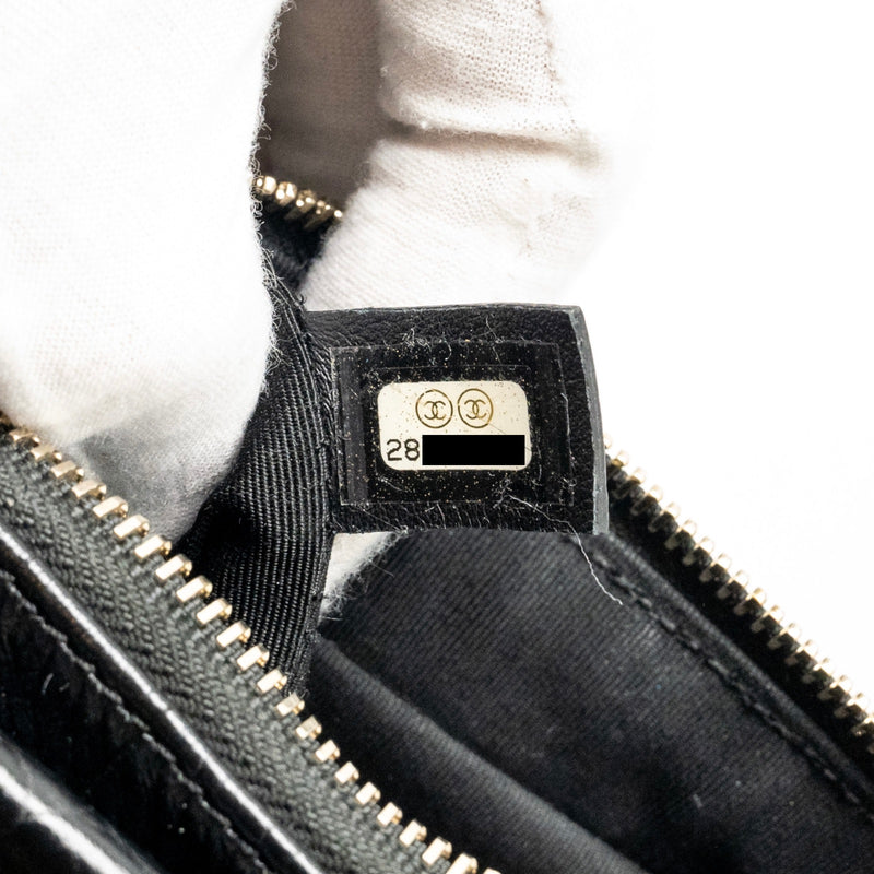 Chanel Small Gabrielle Hobo Bag With Top Handle Croc-embossed Calfskin Black Multicolour Hardware