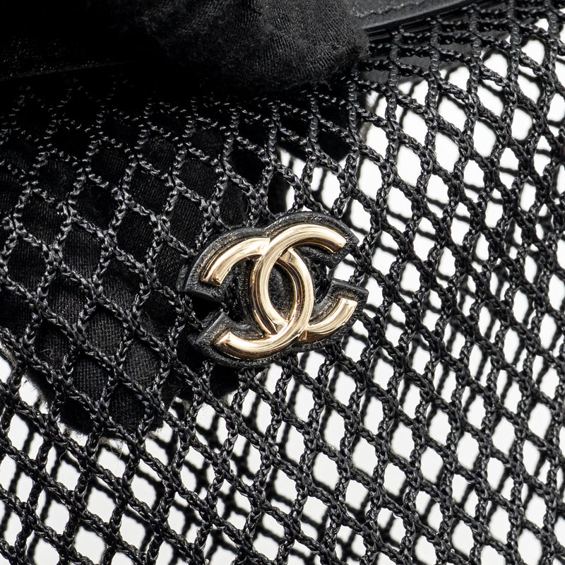 Chanel 25S half moon clutch mesh/ lambskin black LGHW (microchip)