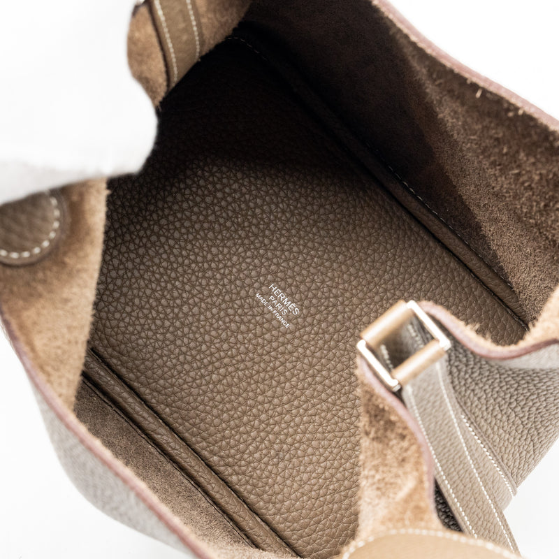 Hermes picotin 18 lock bag clemence Etoupe SHW stamp A