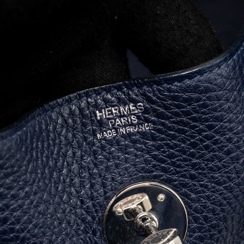 Hermes Lindy 30 Clemence blue nuit SHW stamp T