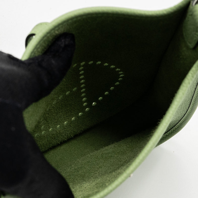 Hermes Mini Evelyn Clemence Vert Criquet SHW Stamp B