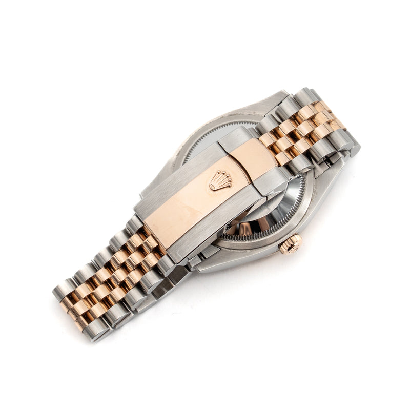 Rolex Datejust 36 oyster steel, everose gold with slate, diamond-set dial, jubilee bracelet mode: M126231-0023