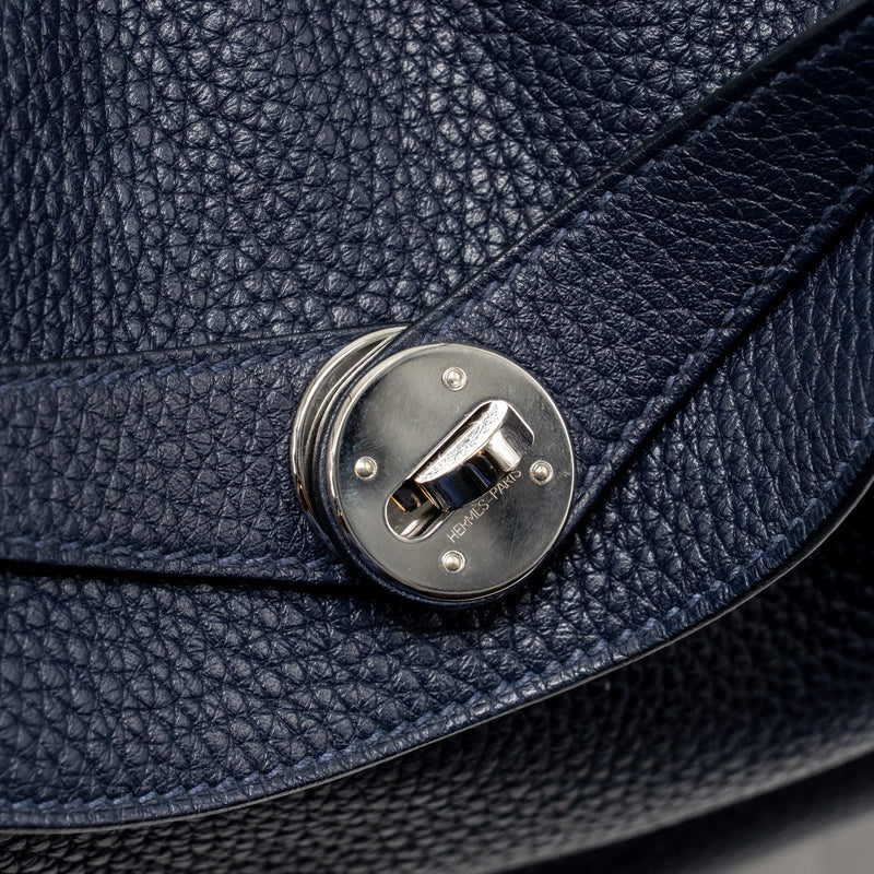 Hermes Lindy 30 Clemence blue nuit SHW stamp T