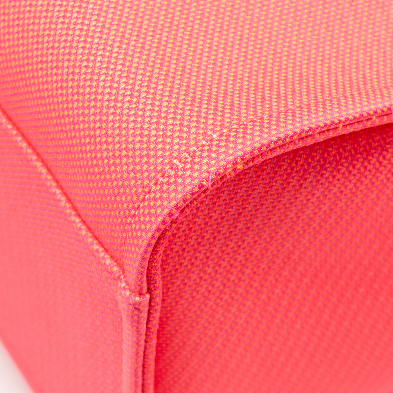 Chanel Large Deauville Tote Shopping Bag Canvas/Calfskin Hot Pink SHW