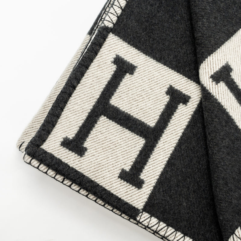 Hermes Avalon throw blanket ecru / Gris fonce