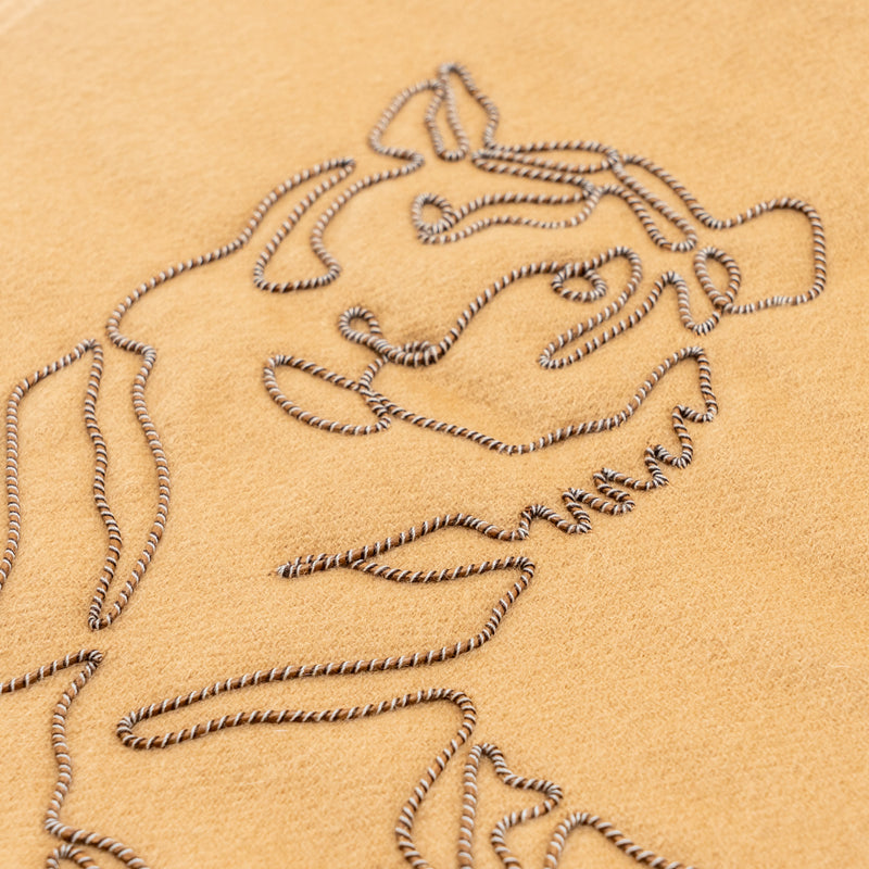 Hermes Tiger Royal Brode Muffler Cashmere Light Brown