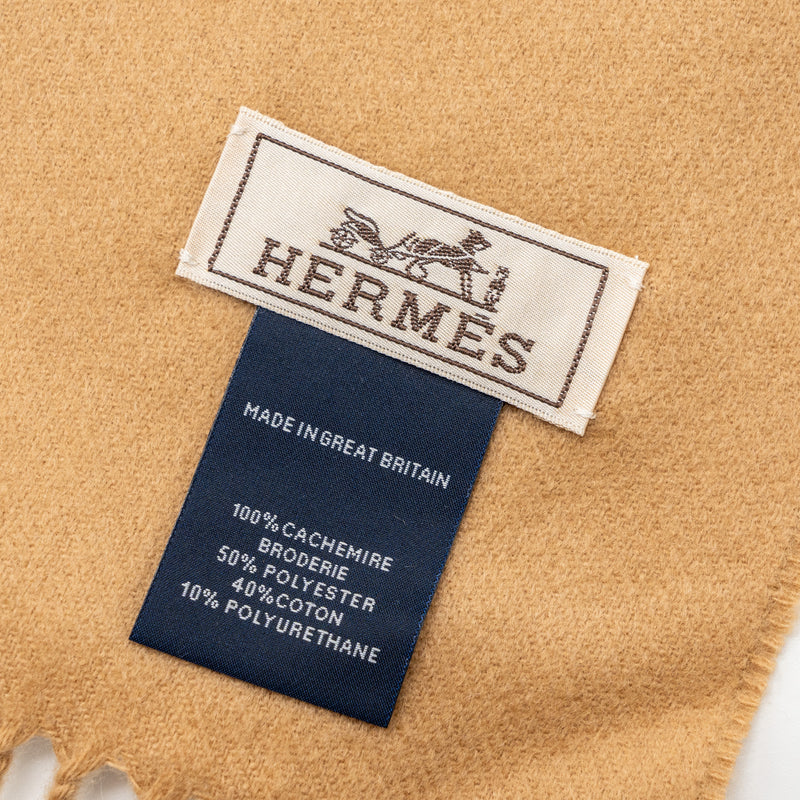 Hermes Tiger Royal Brode Muffler Cashmere Light Brown