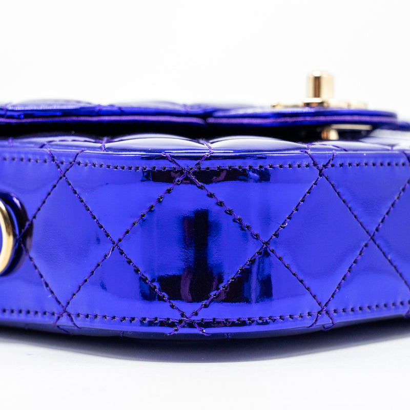 Chanel 24C mini flap bag with star coin purse patent/calfskin metallic purple LGHW (microchip)