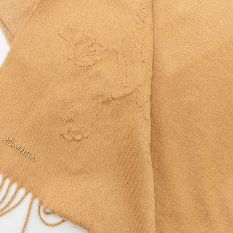 Hermes Tiger Royal Brode Muffler Cashmere Light Brown